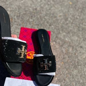 Tory Burch Everly Rhinestone Slides SZ8.5 brand new with receipt